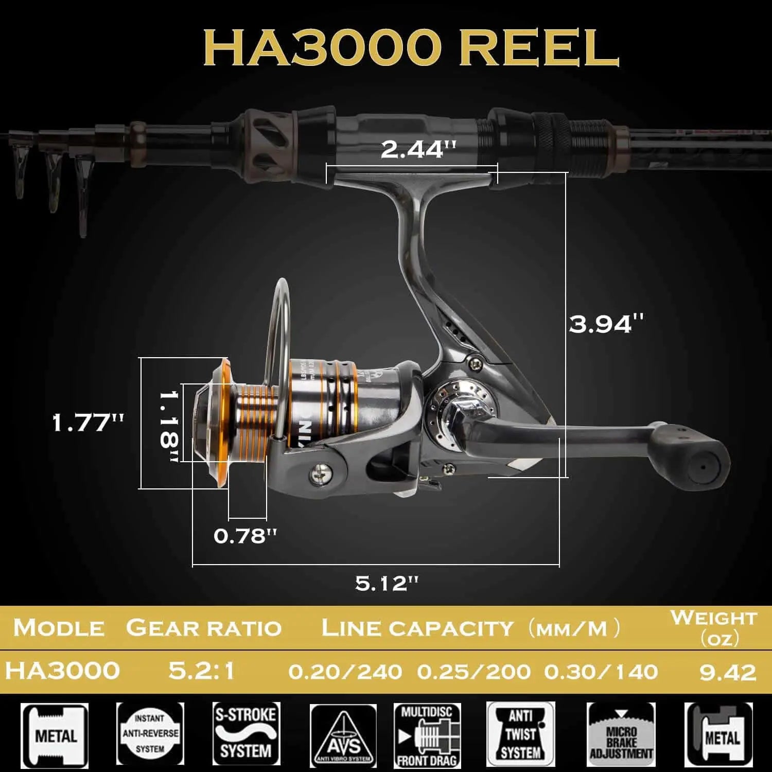 PLUSINNO Eagle Hunting V Fishing Rod and Reel Combos