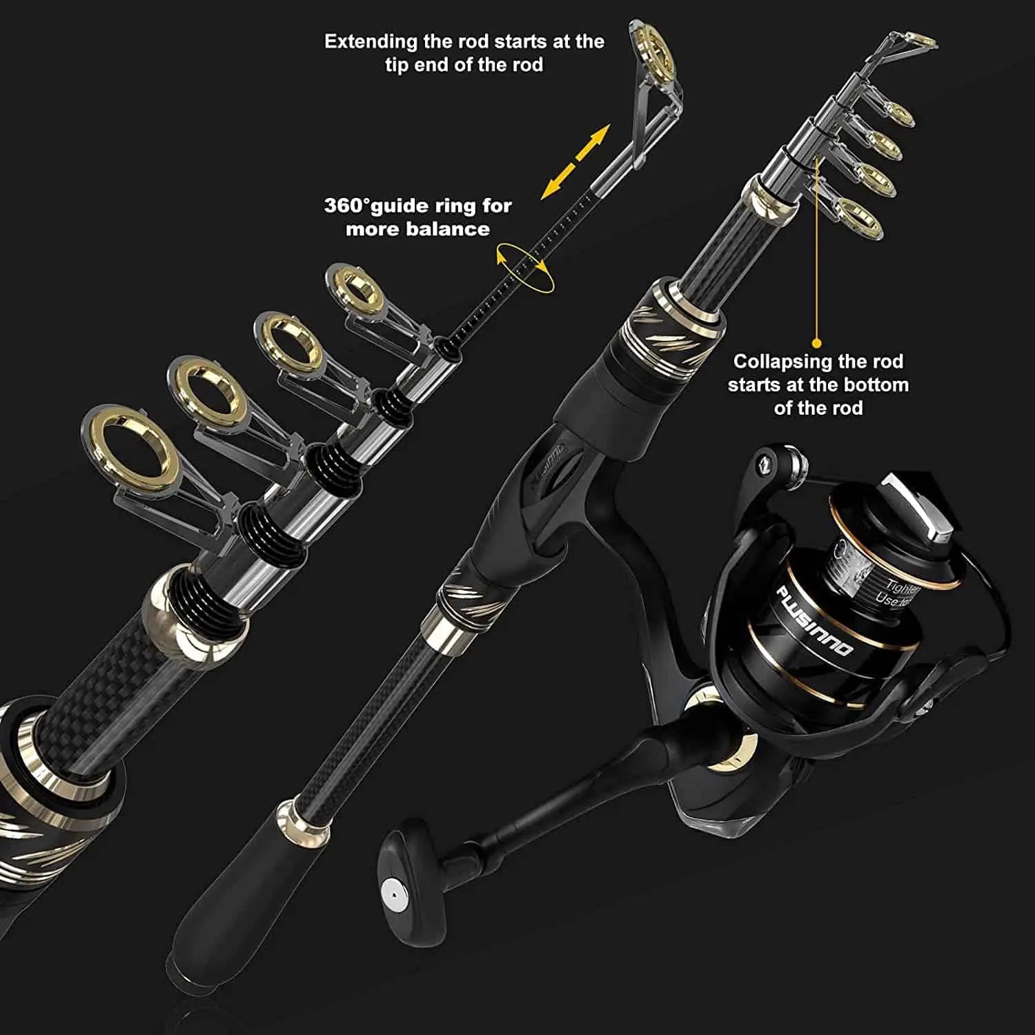 PLUSINNO Eagle Hunting Ⅸ Telescopic Fishing Rods and Reel Combos