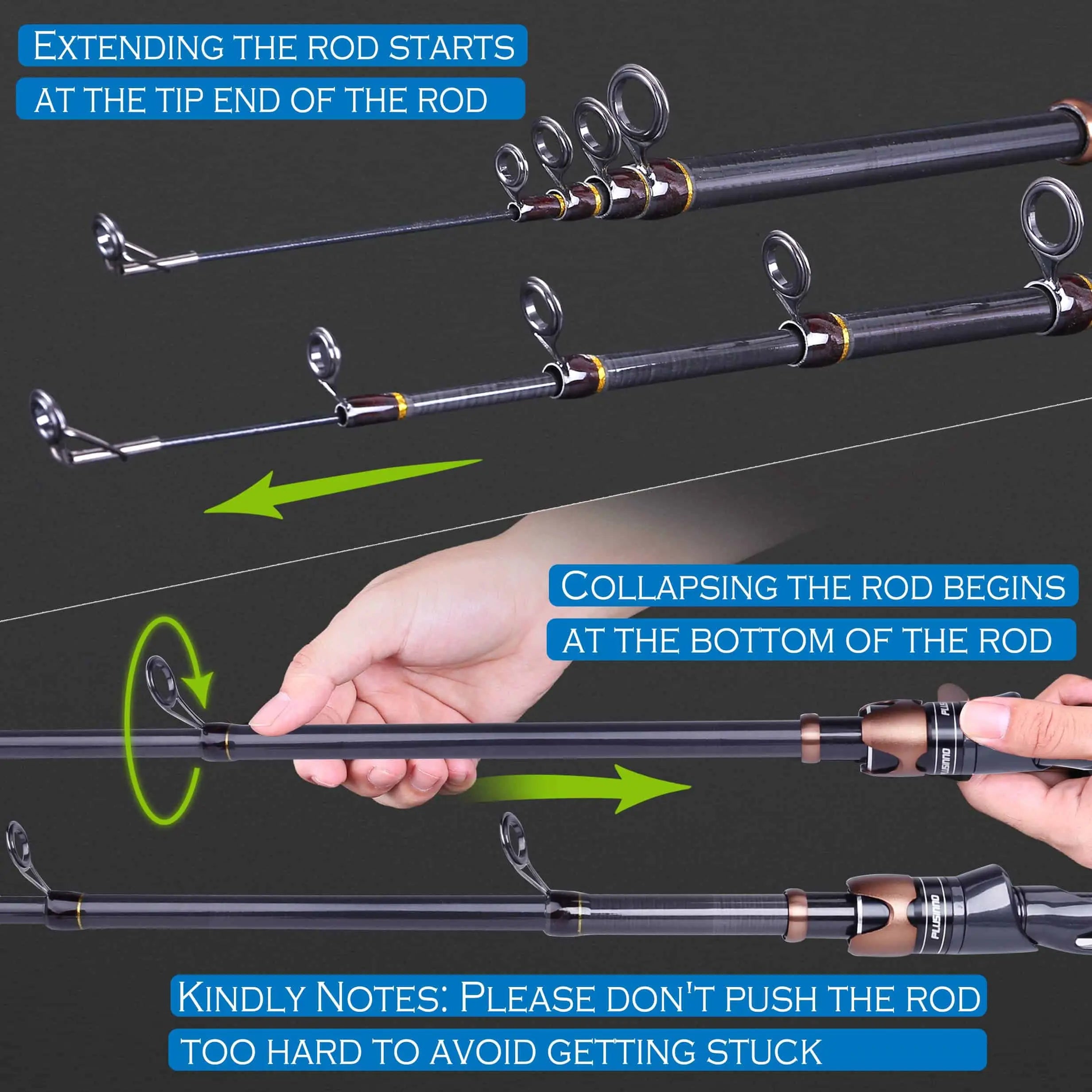 descriptionflambeau telescoping fishing rod PLUSINNO Eagle Hunting Ⅶ Telescopic Fishing Rods – Plusinno