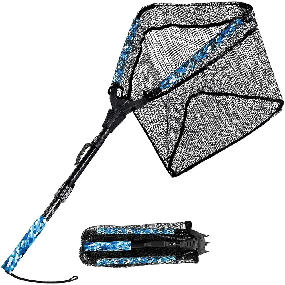 Retractable Fish Net, 1.5M Triangular Folding Fishing Landing Net with  Telescoping Pole Handle, Collapsible for Saltwater Freshwater, Fishing Net  for