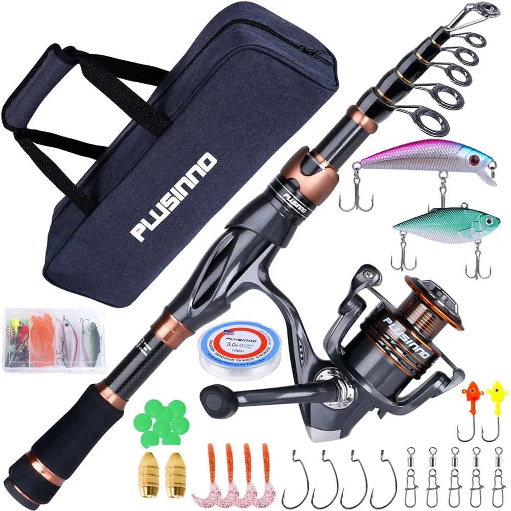 PLUSINNO Eagle Hunting VII Fishing Rod and Reel Combo with Carrier Case – Plusinno