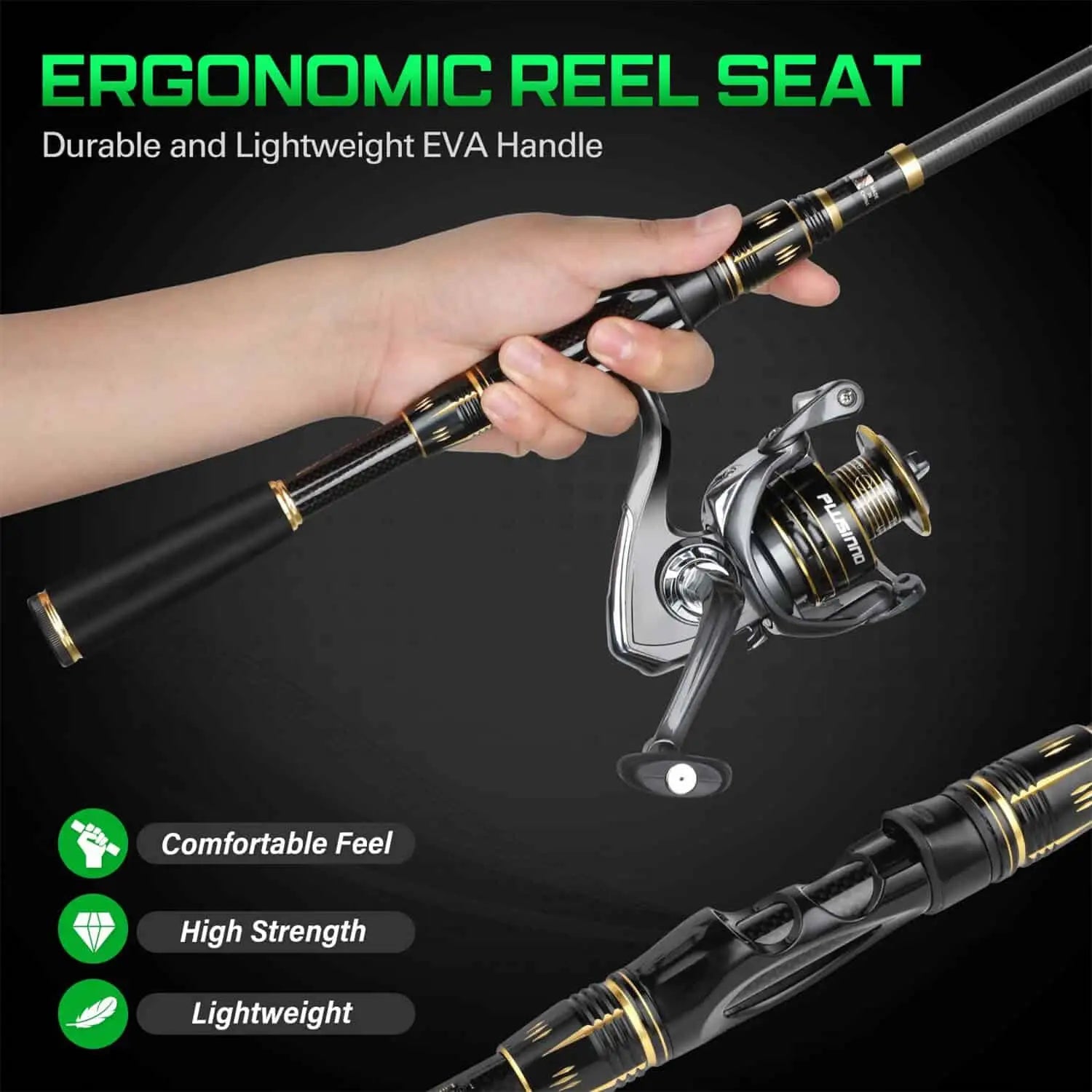 PLUSINNO Eagle Hunting X Fishing Rod and Reel Combo with Carrier Case