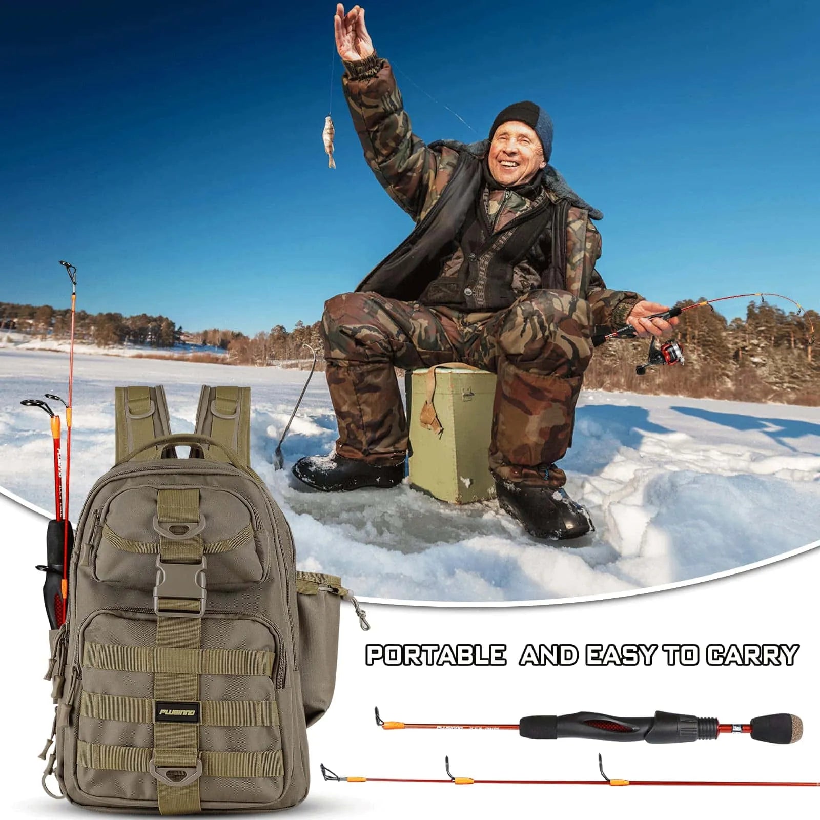 PLUSINNO ICE Ⅱ Ice Fishing Rod Reel Combo Full Kit