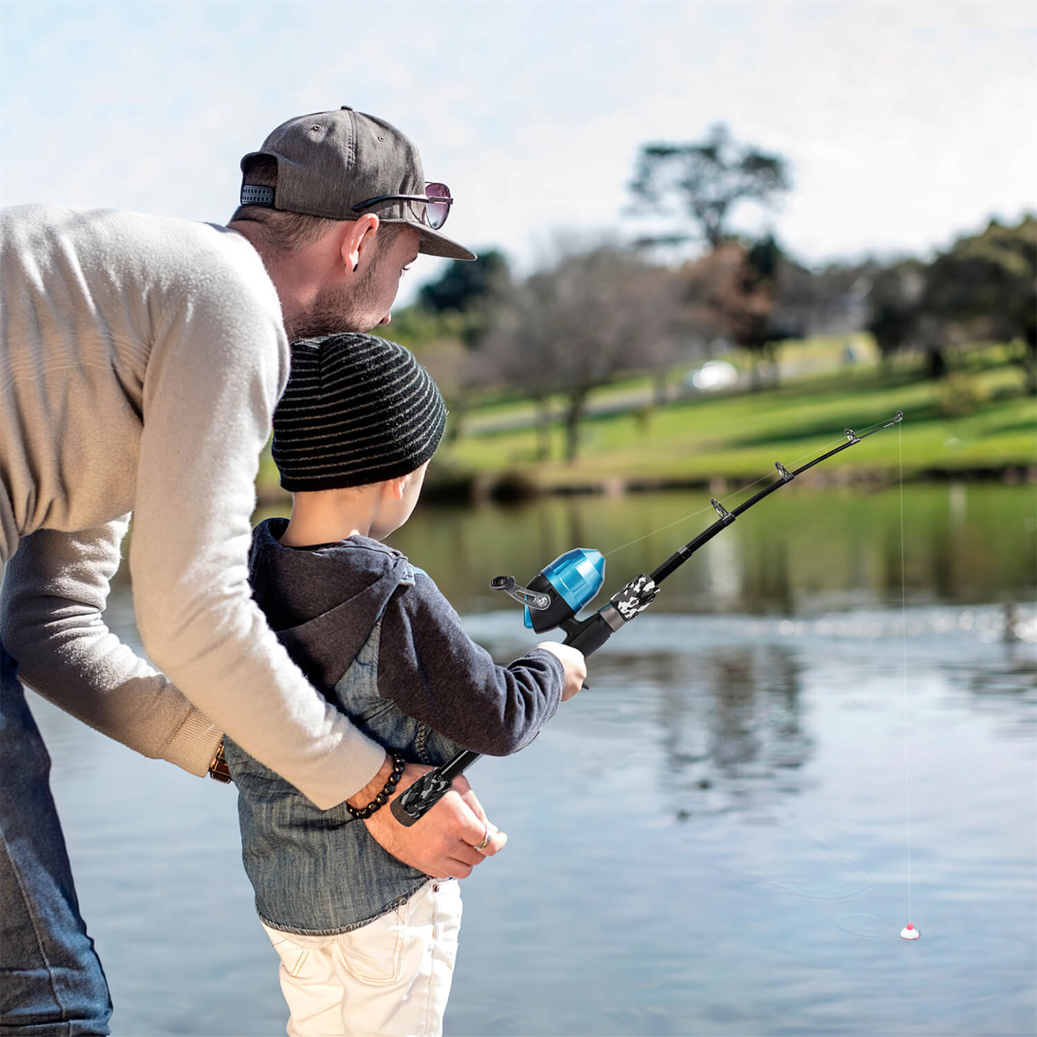 PLUSINNO KFR3 Kits complets de cannes à pêche pour enfants sans filet