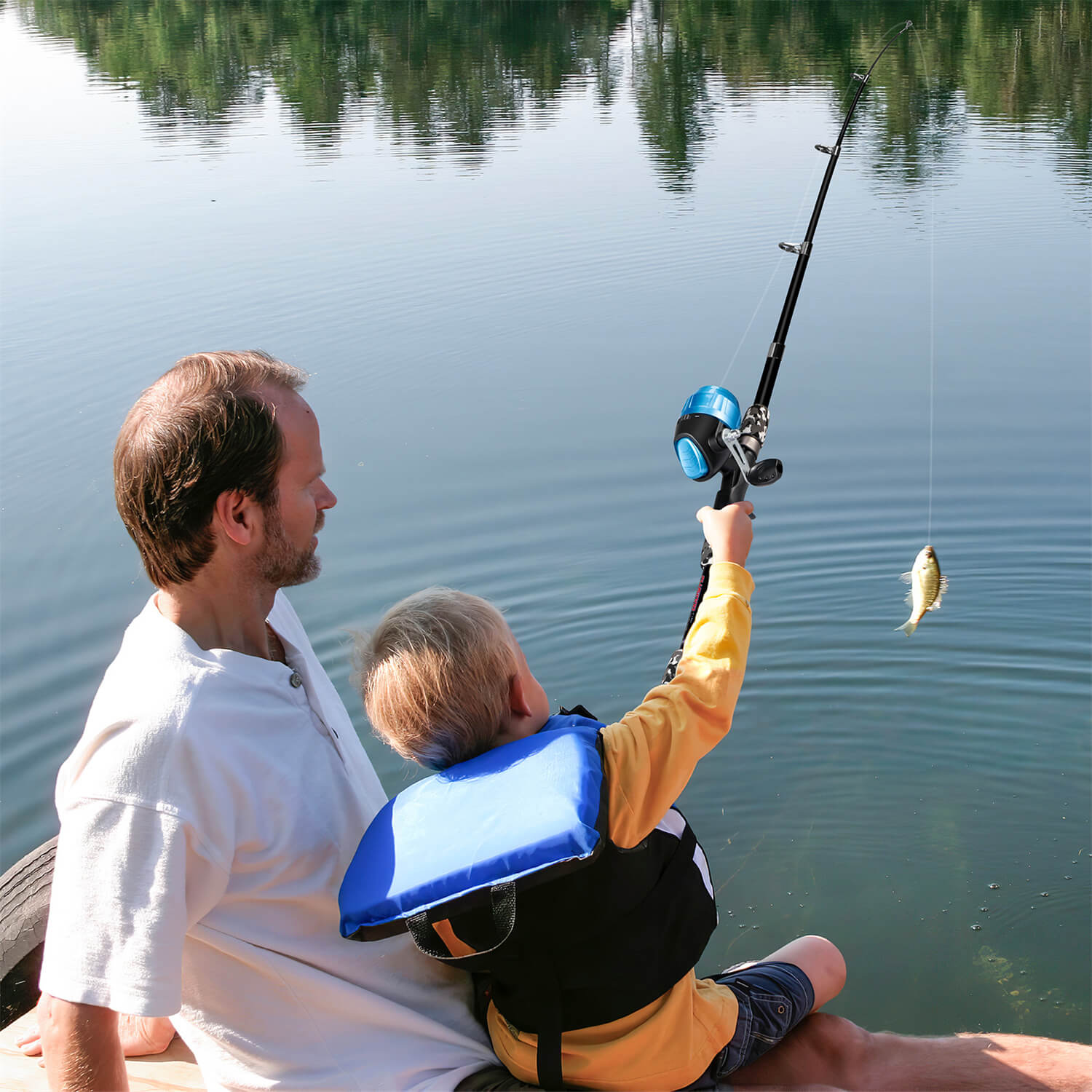 PLUSINNO KFR3 Kits complets de cannes à pêche pour enfants sans filet