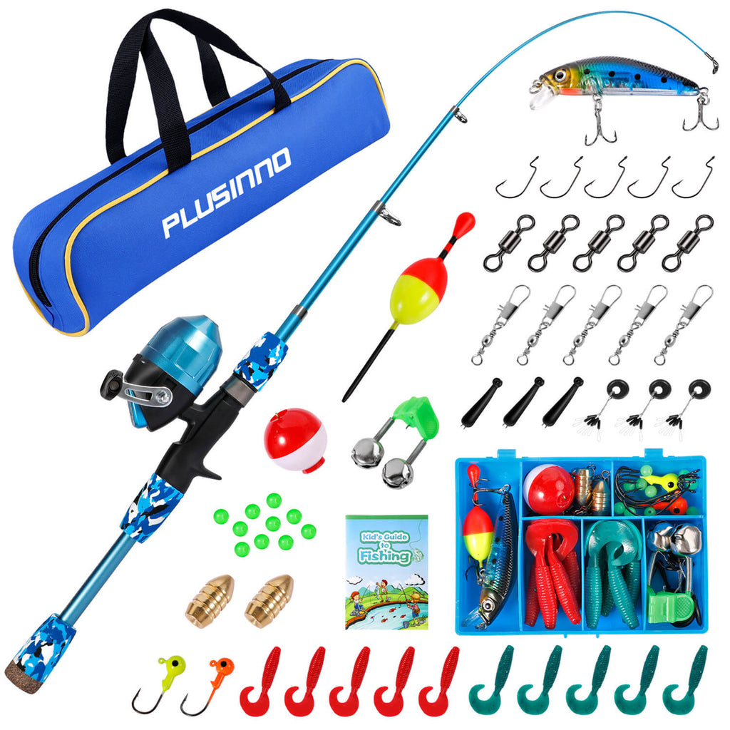 PLUSINNO KFR3 Kids Fishing Rod Combo Full Kits without Net Plusinno PLUSINNO KFR3 Kids Fishing Rod Combo Full Kits without Net Plusinno