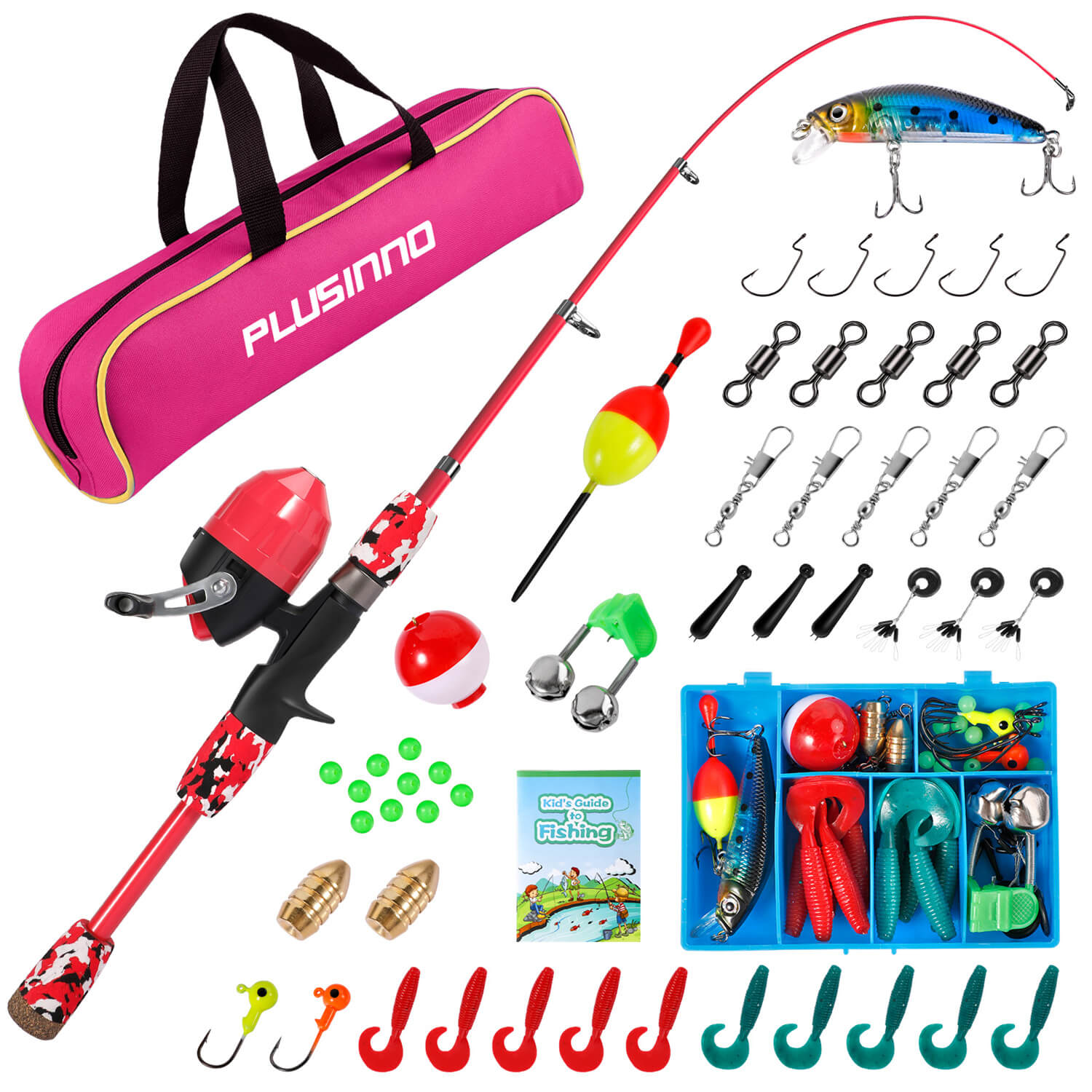 PLUSINNO KFR3 Kids Fishing Rod Combo Full Kits without Net – Plusinno