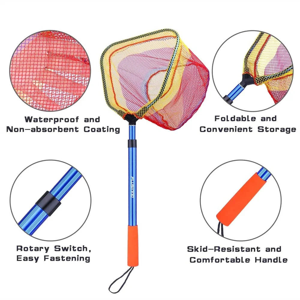argos children's fishing net PLUSINNO KFN2 Kids Fishing Net with Retractable Carbon Fiber Handle – Plusinno