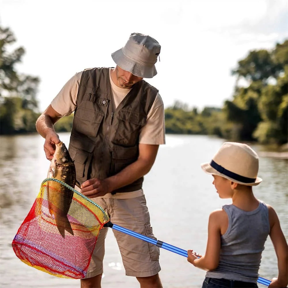PLUSINNO KFN2 Filet de pêche pour enfants avec poignée rétractable en fibre de carbone
