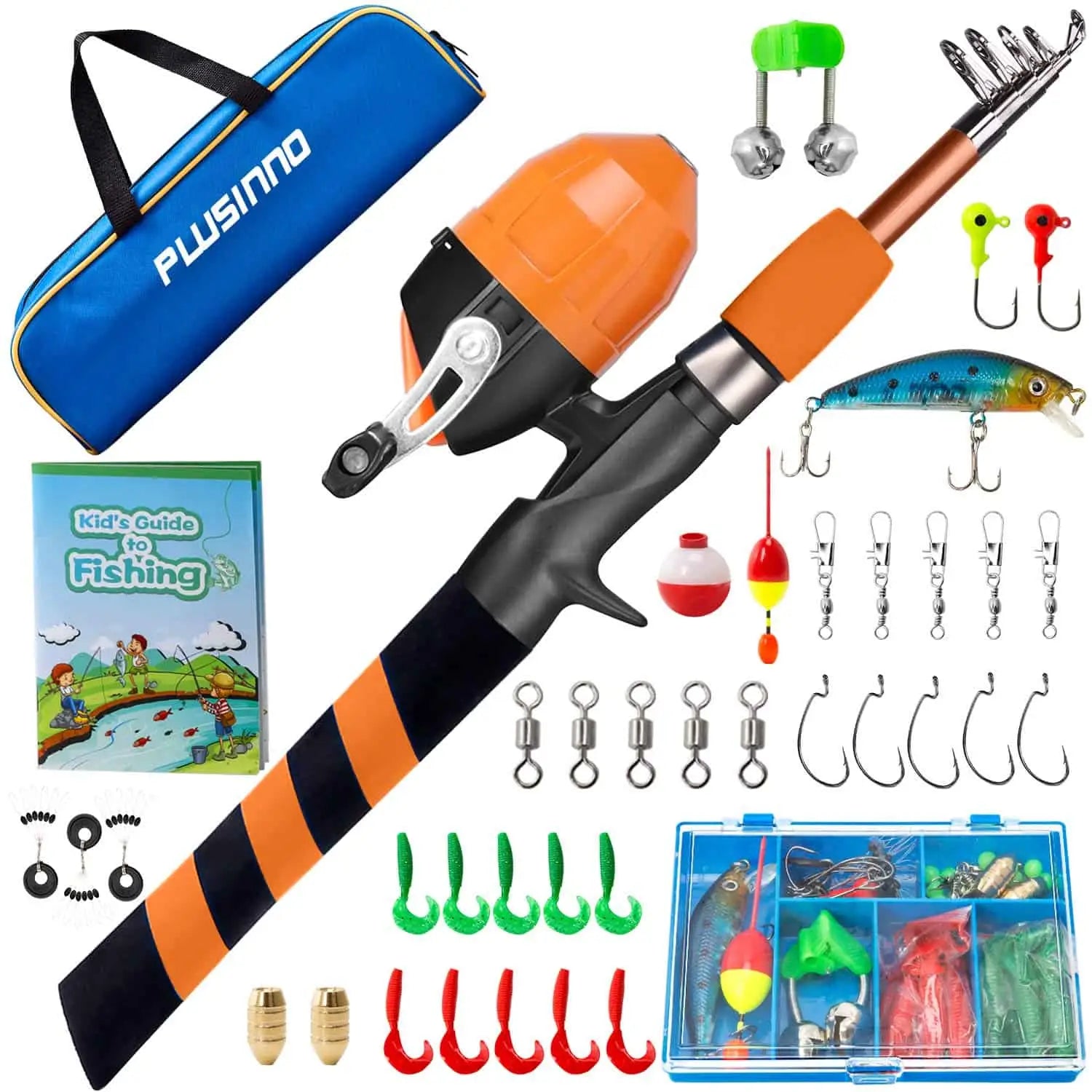 PLUSINNO KFR4 Kids Fishing Rod Combo Full Kits without Net