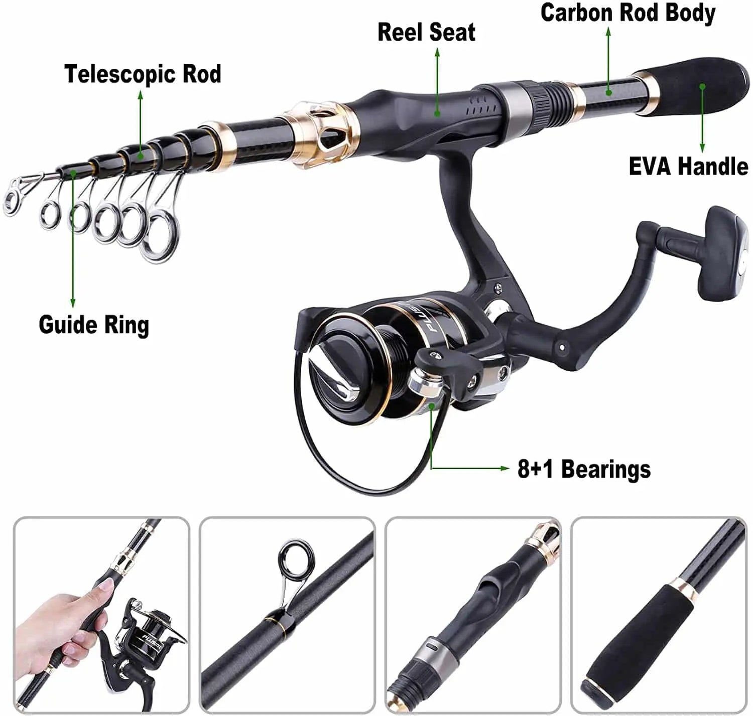 PLUSINNO Eagle Hunting Ⅵ Telescopic Fishing Rods and Reel Combos