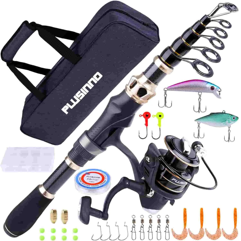 PLUSINNO Eagle Hunting Ⅵ Telescopic Fishing Rods and Reel Combos with – Plusinno