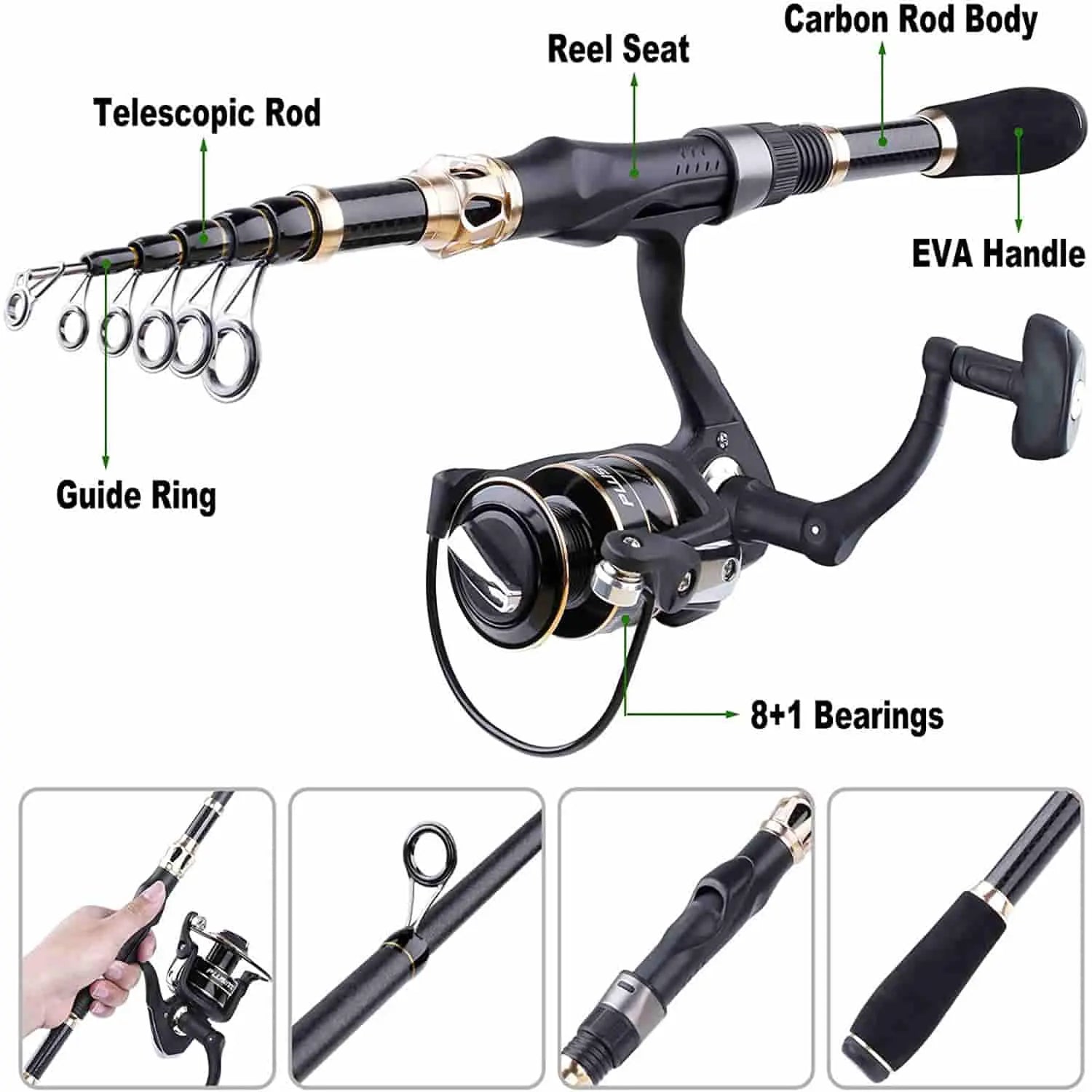 elc fishing rod and net PLUSINNO Eagle Hunting Ⅵ Telescopic Fishing Rods and Reel Combos with – Plusinno