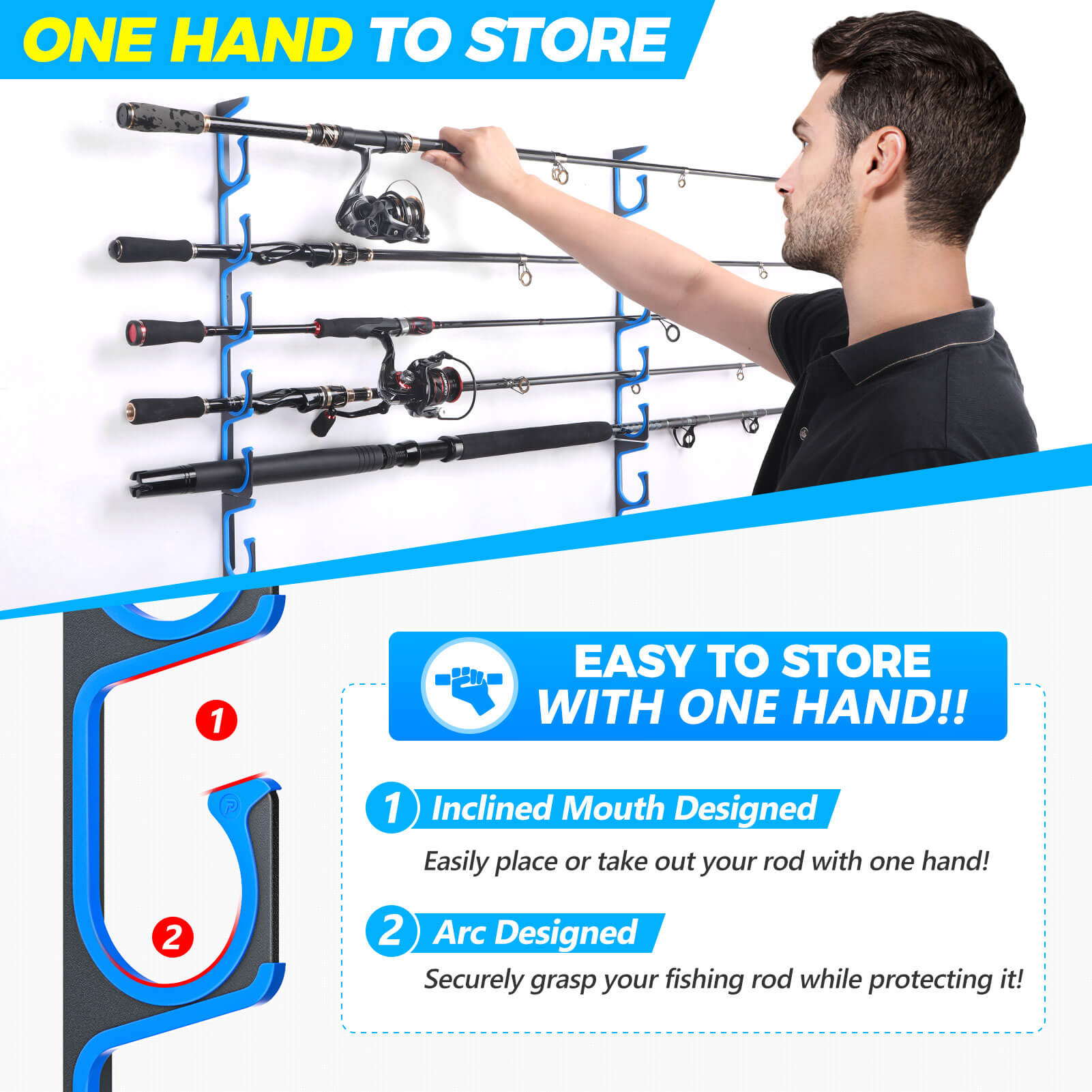 Fishing Rod Holder for Wall and Ceiling