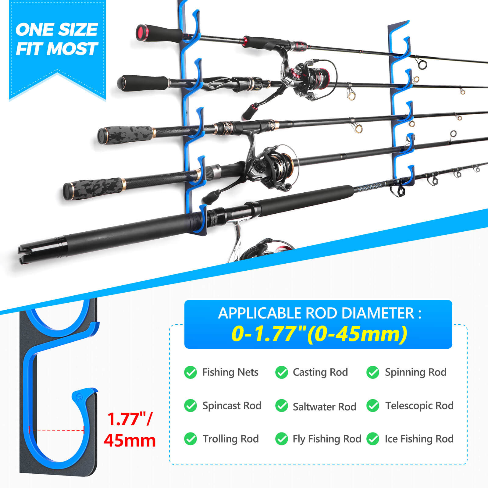 Fishing Rod Holder for Wall and Ceiling