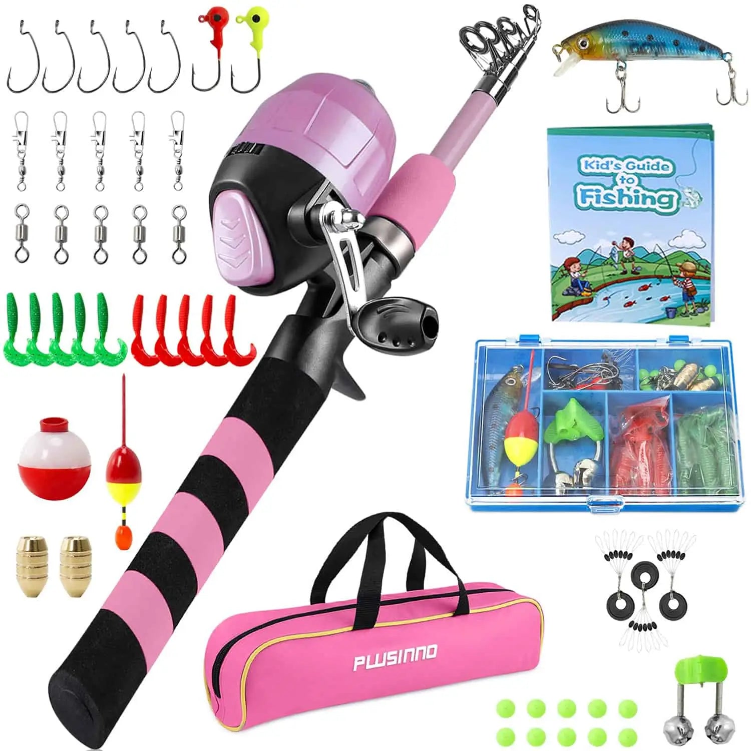 PLUSINNO KFR4 Kids Combo de caña de pescar Kits completos sin red