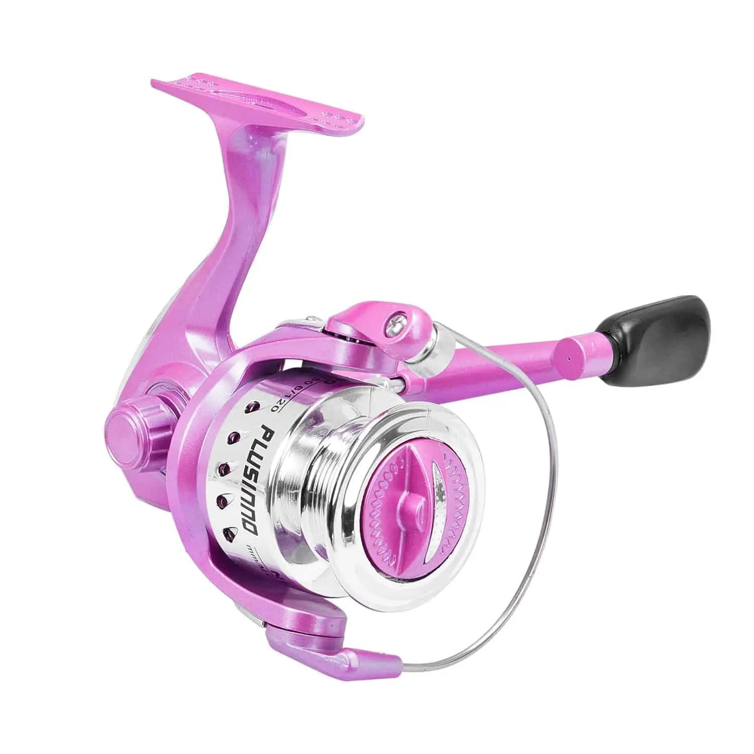 PLUSINNO Ensemble canne à pêche et moulinet télescopique rose pour femme