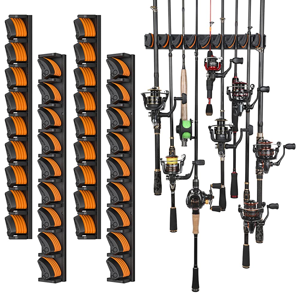PLUSINNO V9 Fishing Pole Organizer Holder Wall Rack for Home Plusinno