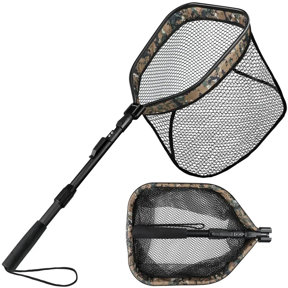 combo fishing net and brush PLUSINNO FN1 Square Floating Fish Landing Net – Plusinno