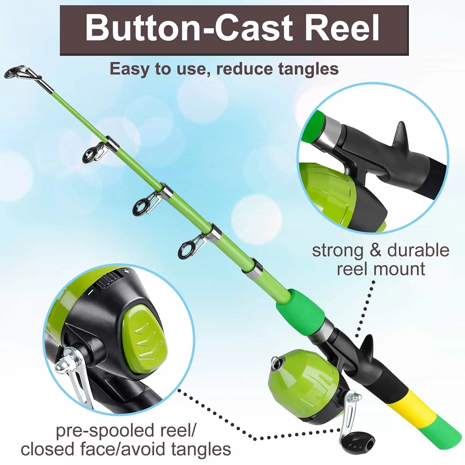Rod Combo Fishing Pole With Button Kid's Fishing Push Button