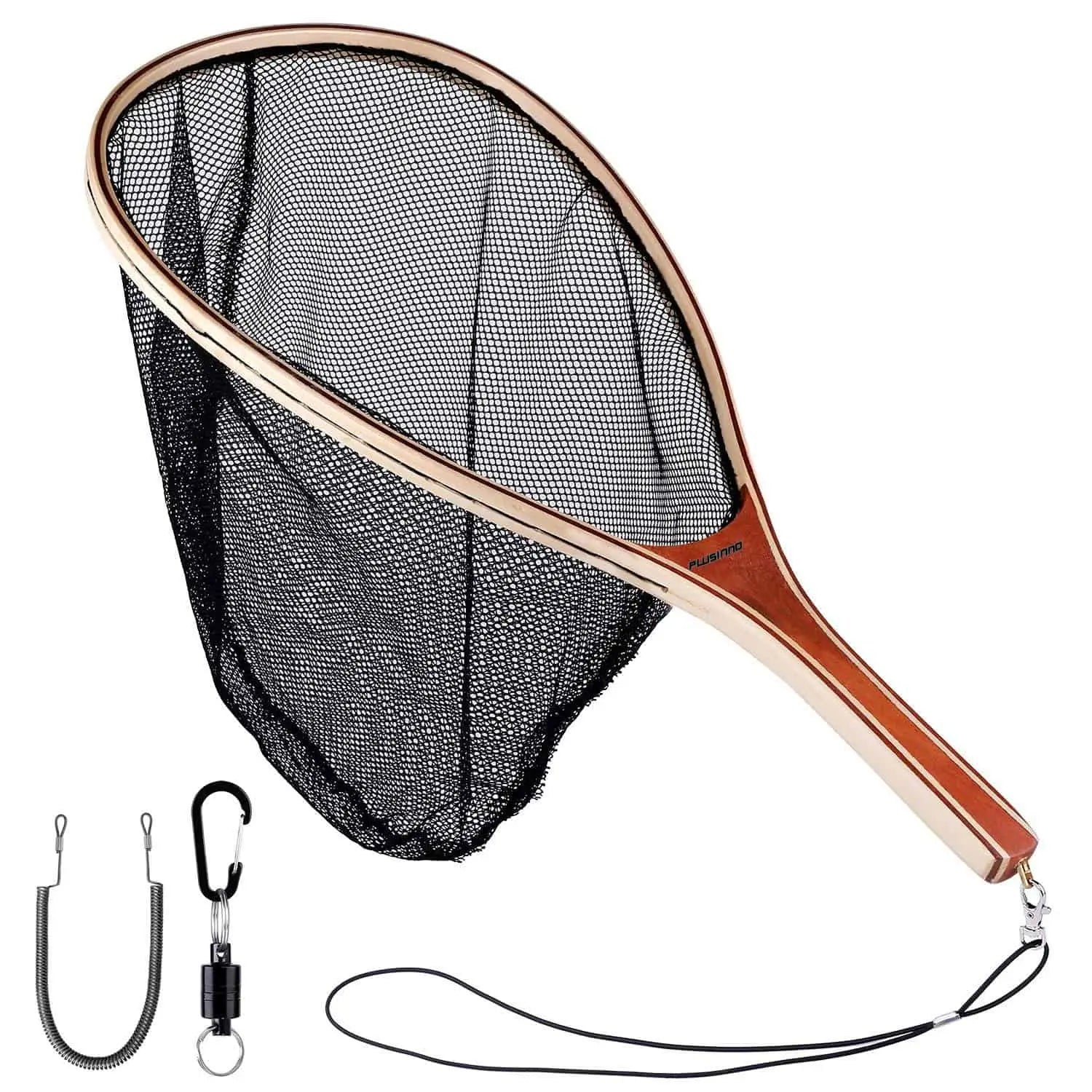 PLUSINNO FN7 Straight Handle Wooden Fishing Net Plusinno PLUSINNO FN7 Straight Handle Wooden Fishing Net Plusinno
