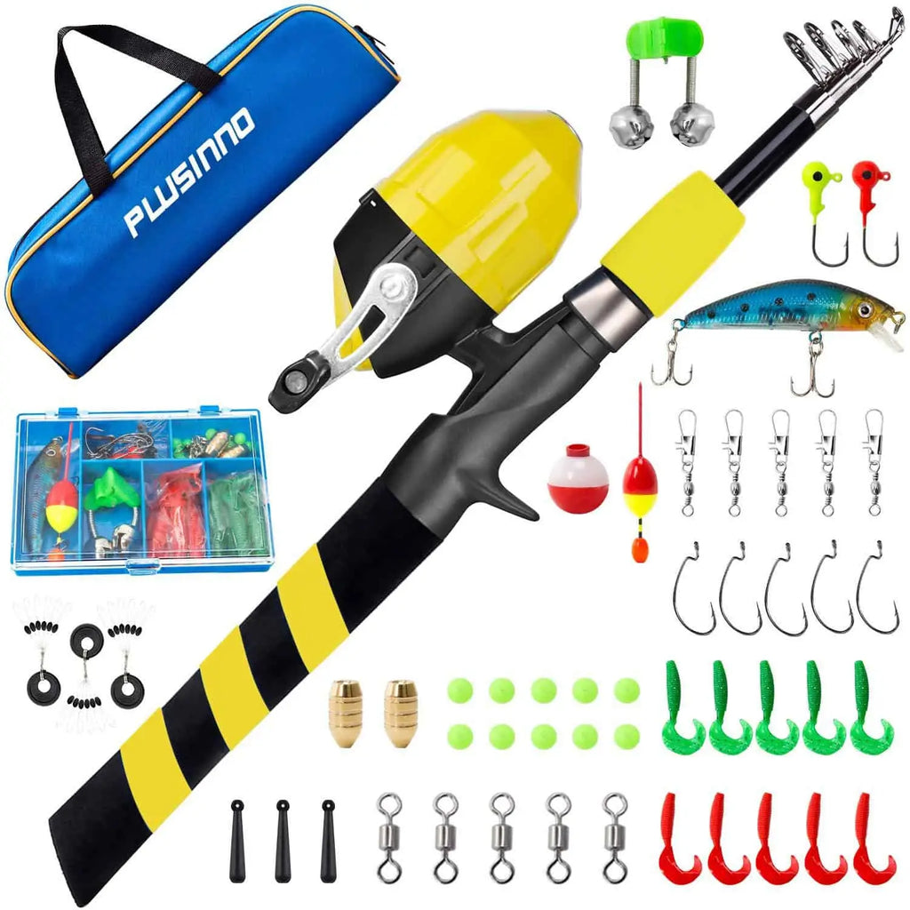 PLUSINNO KFR4 Kids Fishing Rod Combo Full Kits without Net – Plusinno