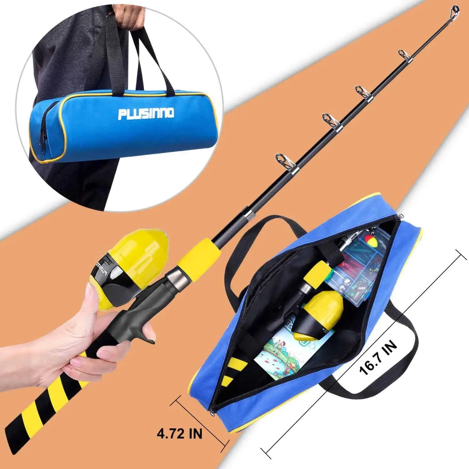 PLUSINNO KFR4 Kits complets de cannes à pêche pour enfants sans filet