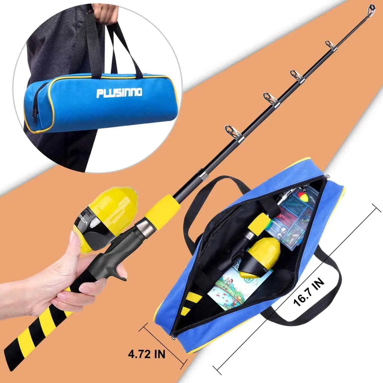 PLUSINNO KFR4 Kids Fishing Rod Combo Full Kits without Net