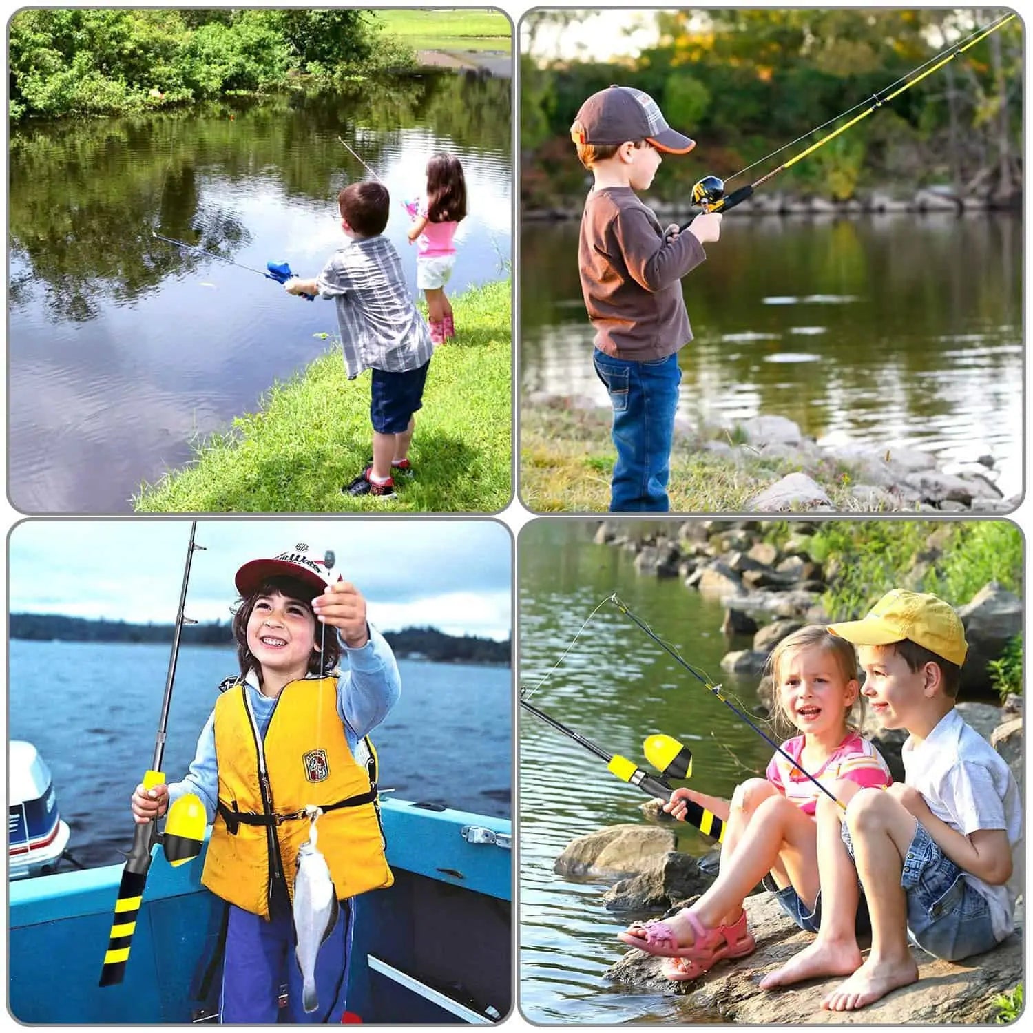 PLUSINNO KFR4 Kids Fishing Rod Combo Full Kits without Net