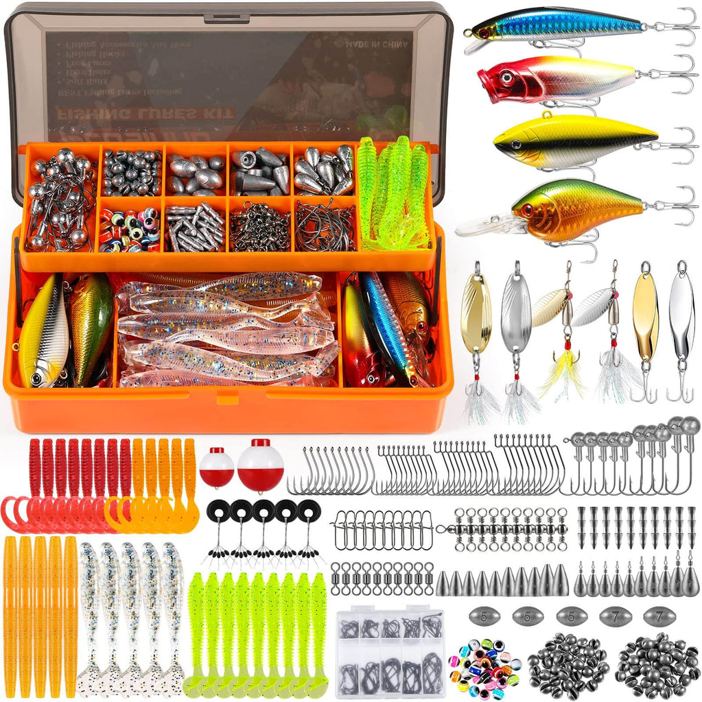 PLUSINNO 353 pcs Fishing Lures Tackle Box – Plusinno