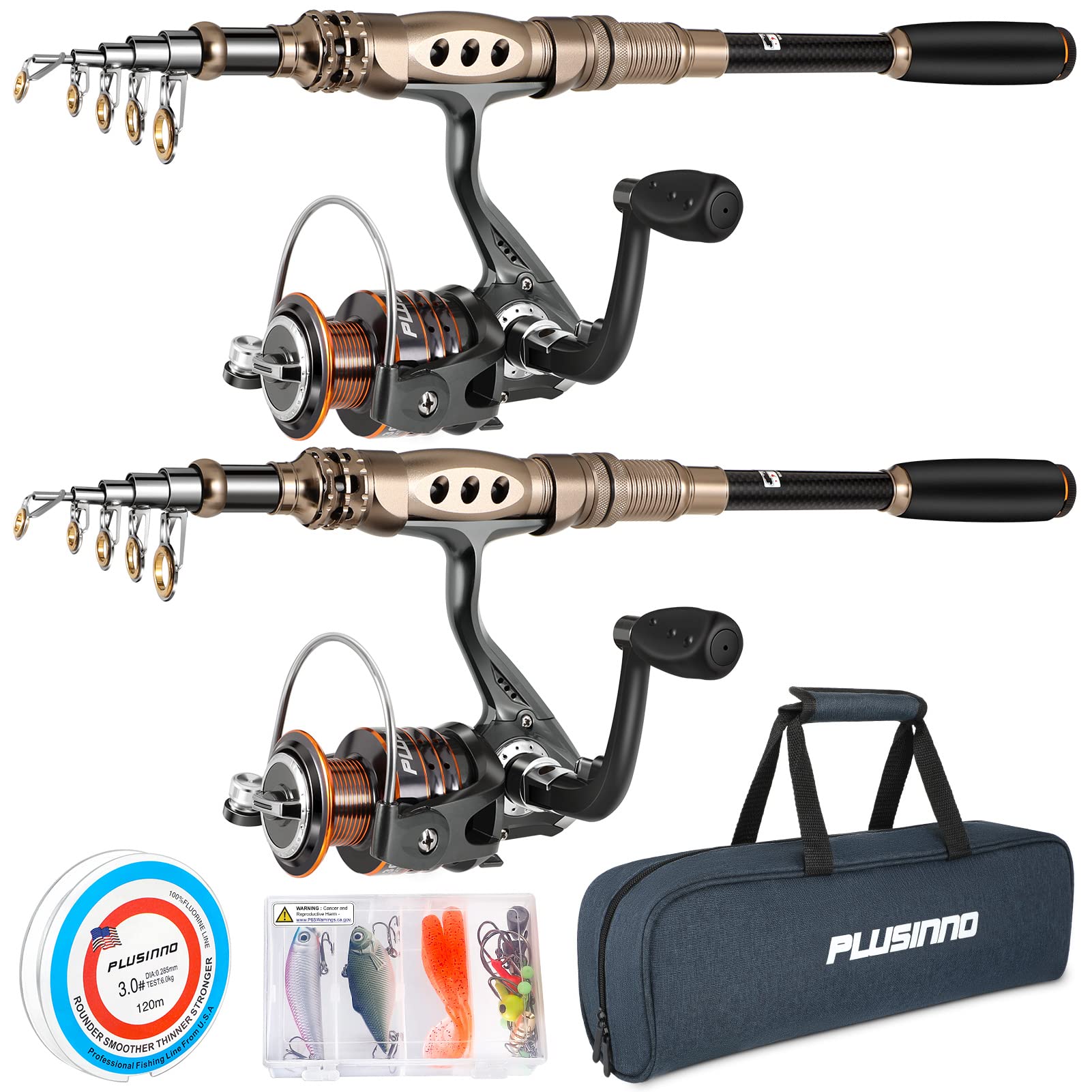 PLUSINNO Eagle HuntingⅠTelescopic Fishing Rods and Reel Combos Full Kit with Carrier Case